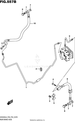 Rear Brake Hose (uh200al6 P33) Schematic