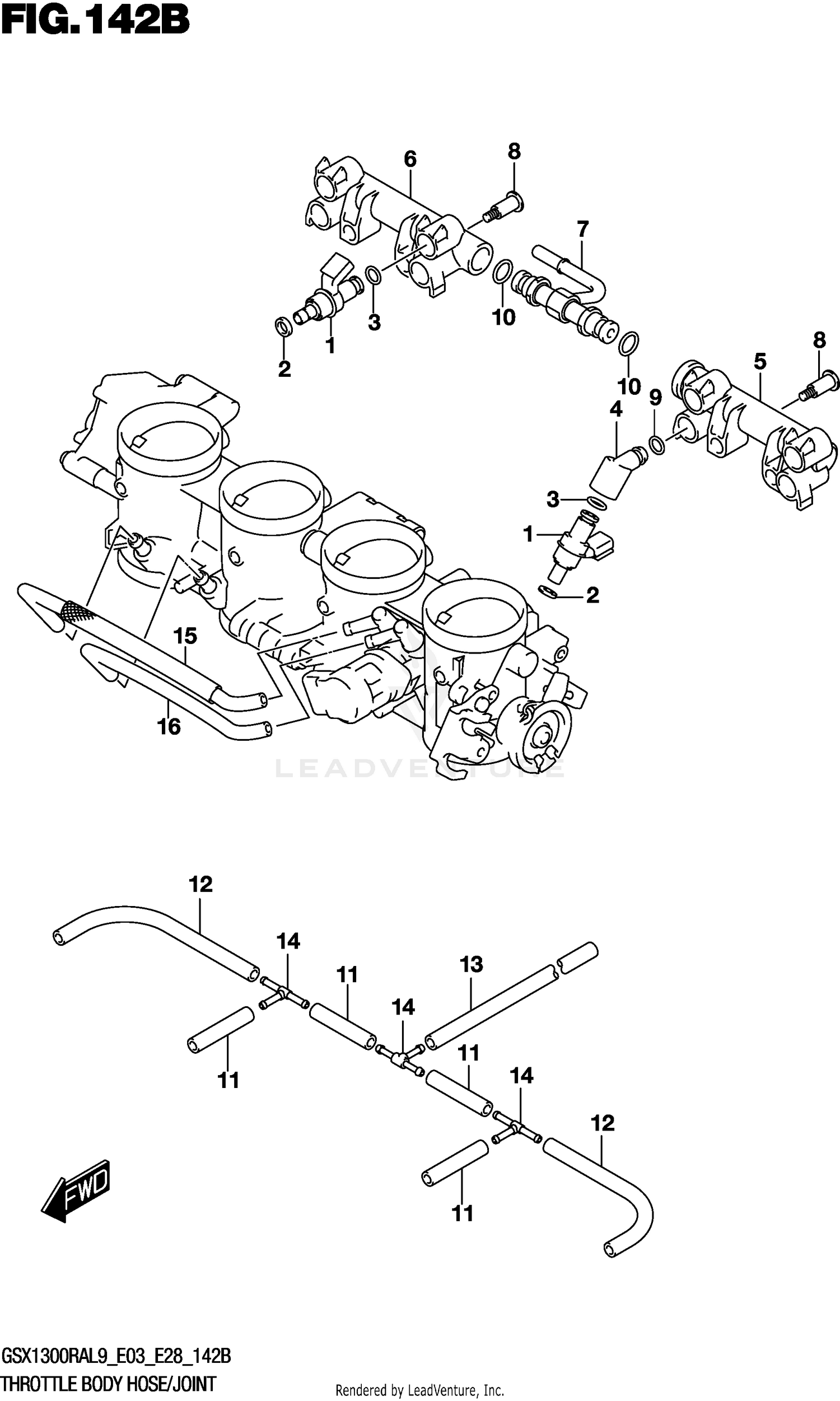 THROTTLE BODY HOSE/JOINT (GSX1300RAL9 E28)