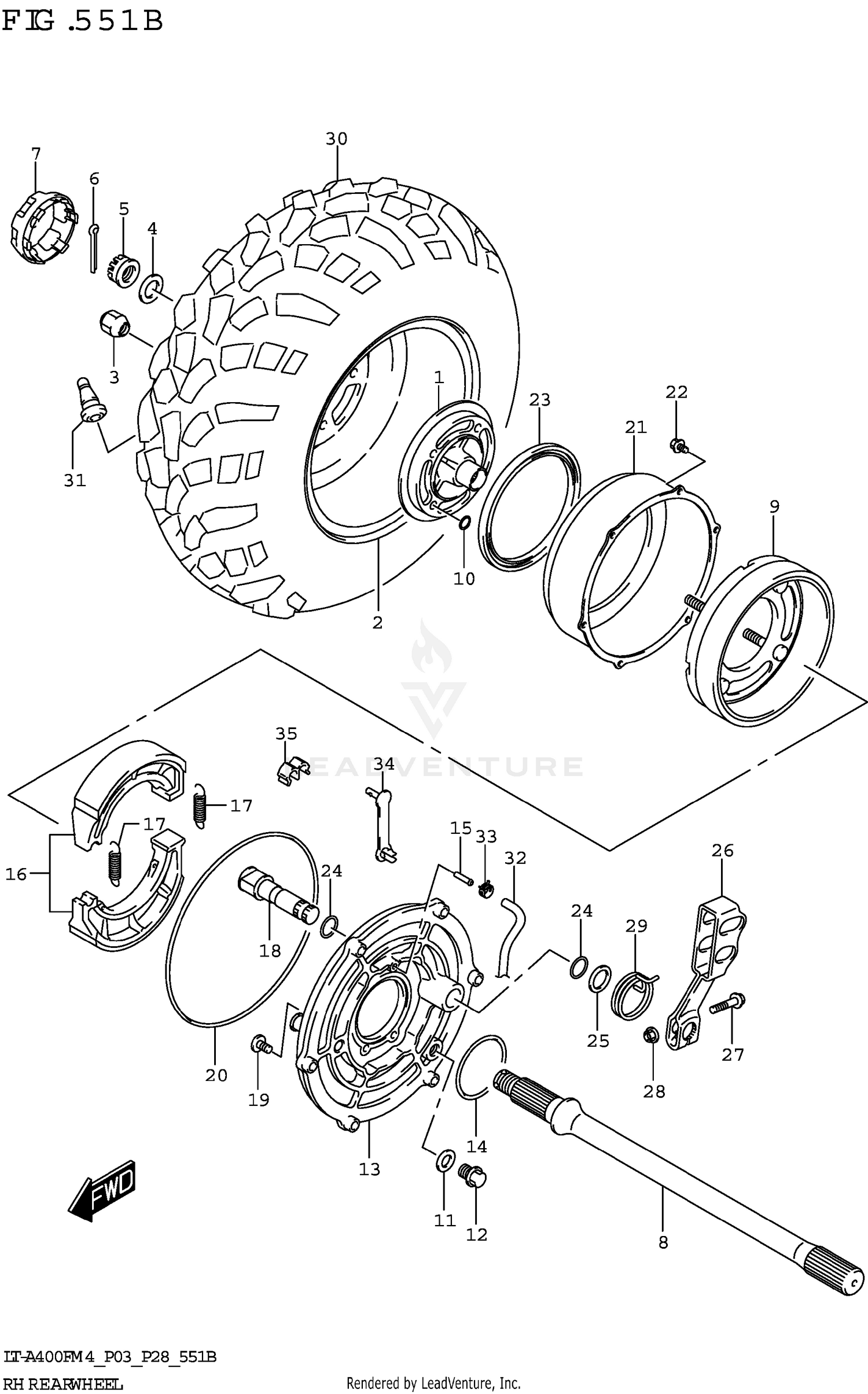 RH REAR WHEEL (LT-A400FZ)