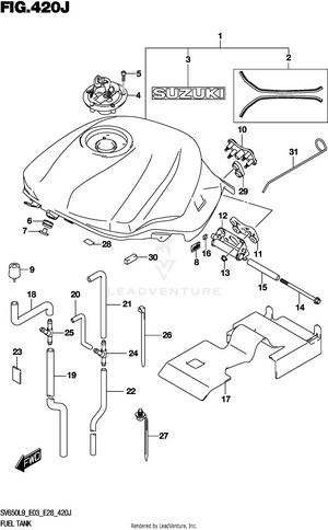 Fuel Tank (sv650xal9 E28) Schematic