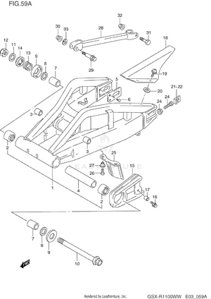 Rear Swinging Arm (model S/t/v/w) Schematic