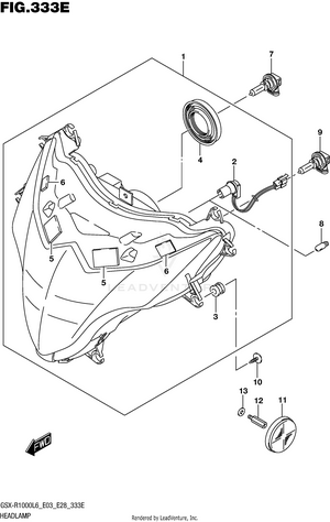 Headlamp (gsx-r1000al6 E33) Schematic
