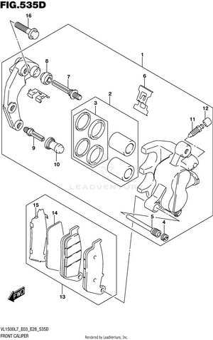 Front Caliper (vl1500btl7 E28) Schematic