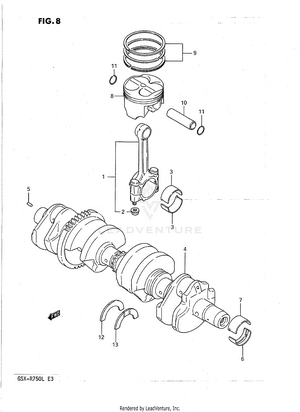 Crankshaft (model J/k) Schematic
