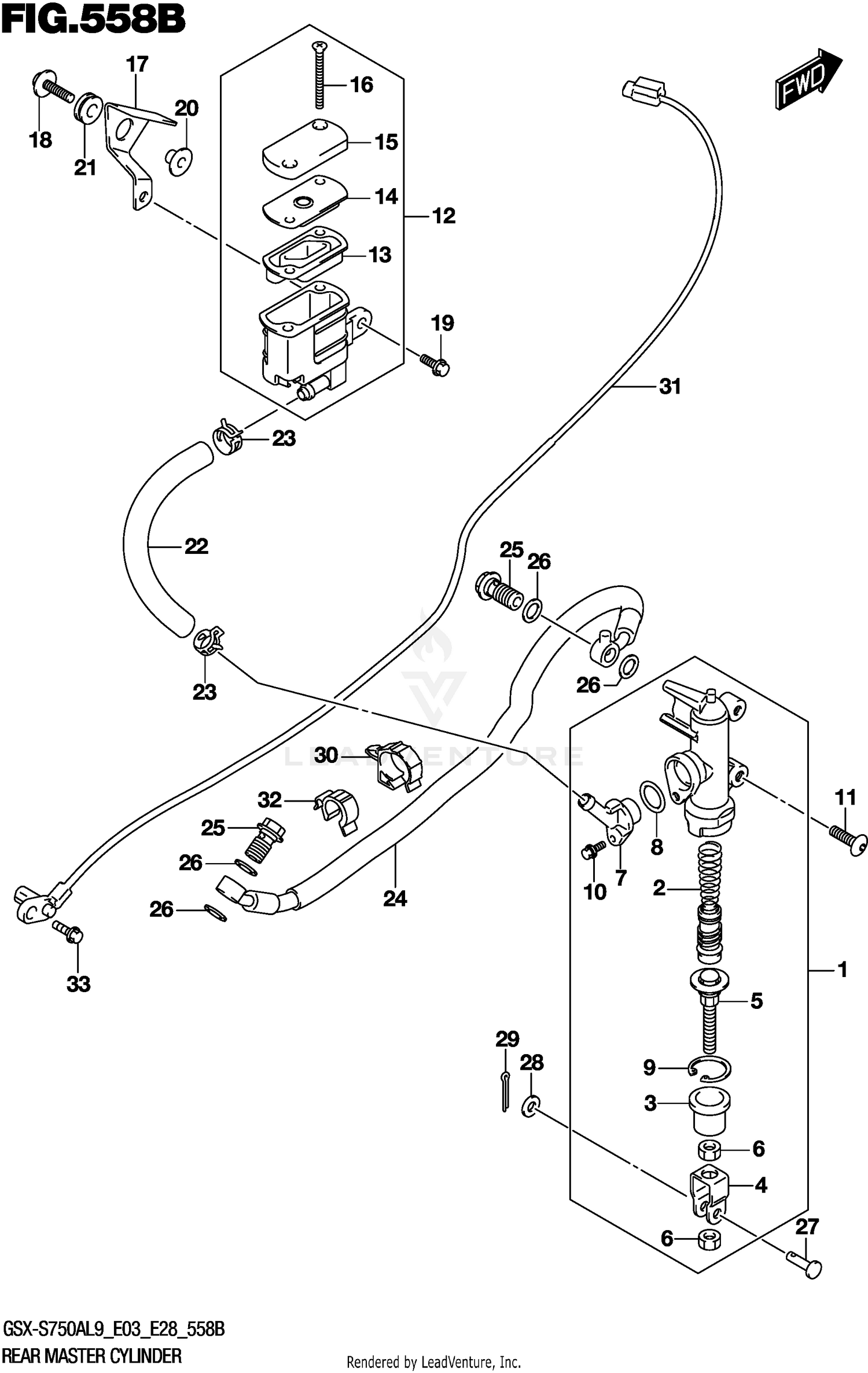 REAR MASTER CYLINDER (GSX-S750ZL9 E33)