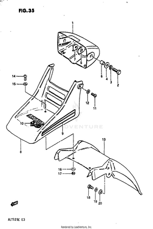 Headlamp Housing - Front Fender (model E) Schematic