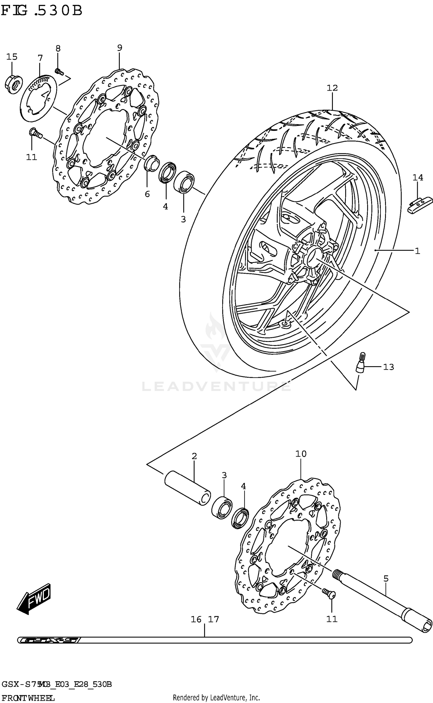 FRONT WHEEL (GSX-S750Z,GSX-S750ZA)