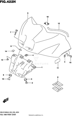 Fuel Tank Front Cover (gsx-r1000al8 E28) (for Ykv) Schematic