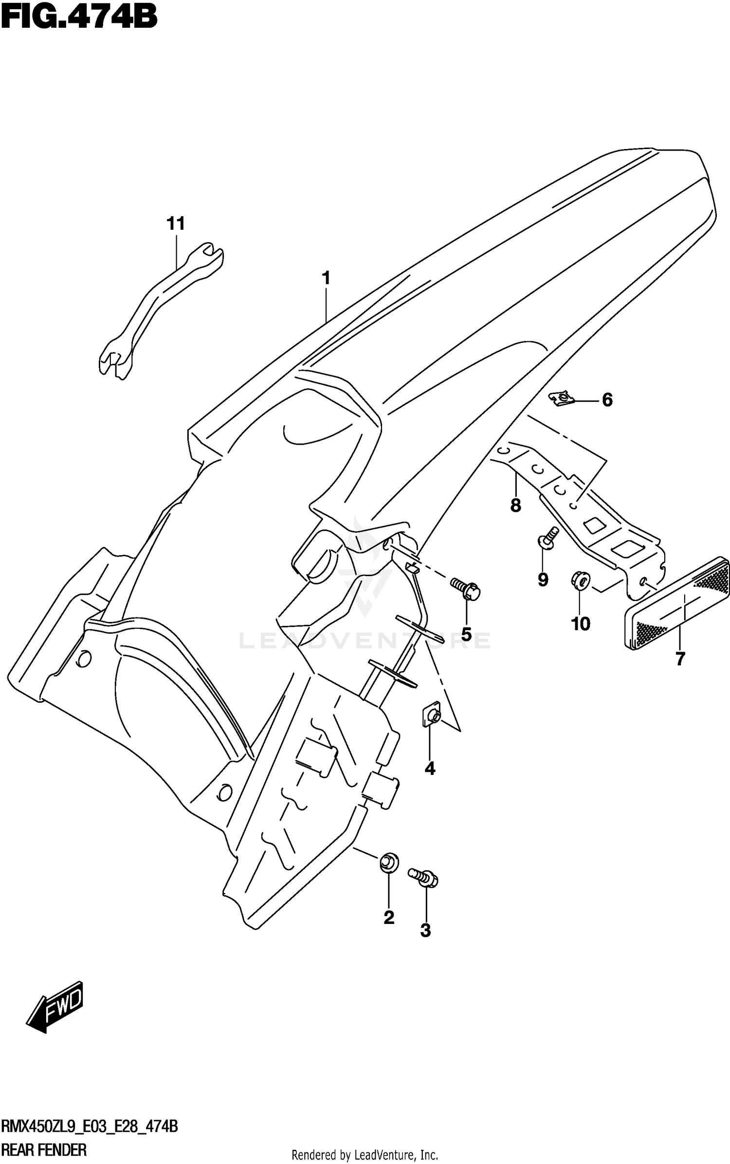 REAR FENDER (RMX450ZL9 E28)