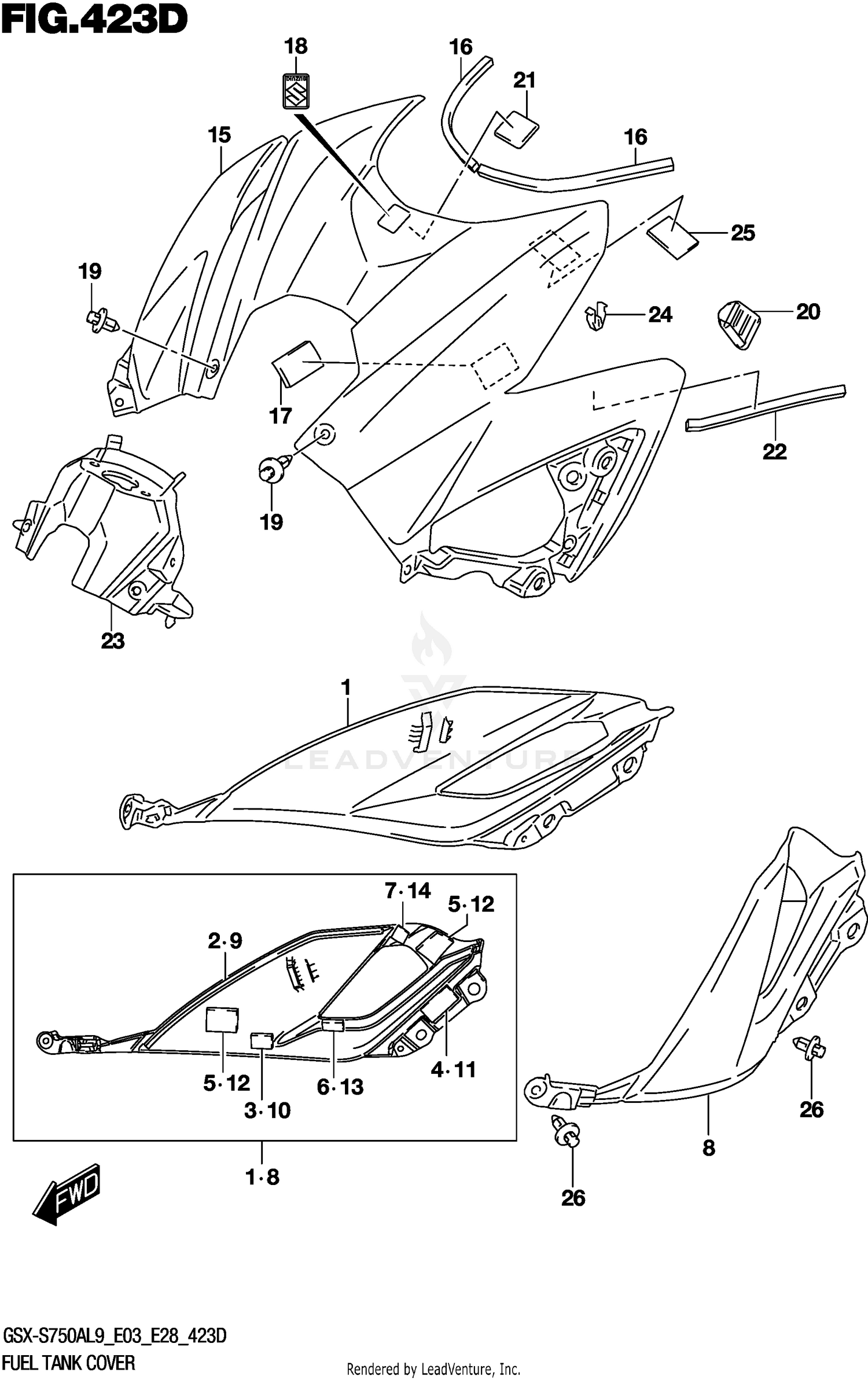 FUEL TANK COVER (GSX-S750YAL9 E28)