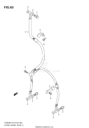 Front Brake Hose (sv650k3/sk3/k4/sk4/k5/sk5/k6/sk6/k7/sk7) Schematic