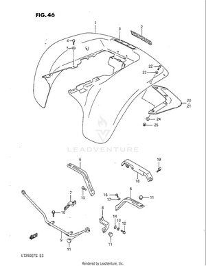 Rear Fender (model G) Schematic