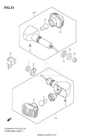 Turnsignal Lamp (gs500f E3, E28, E33, E95) Schematic