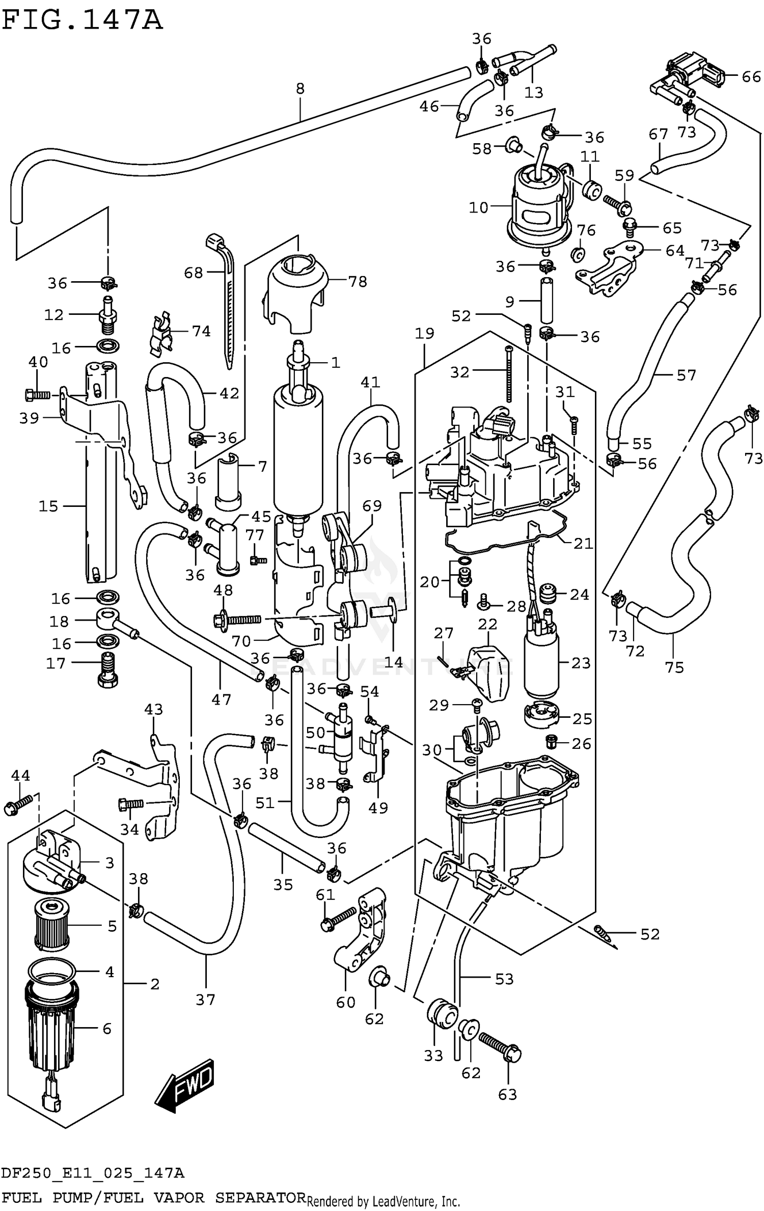 FUEL PUMP/FUEL VAPOR SEPARATOR (SEE NOTE)