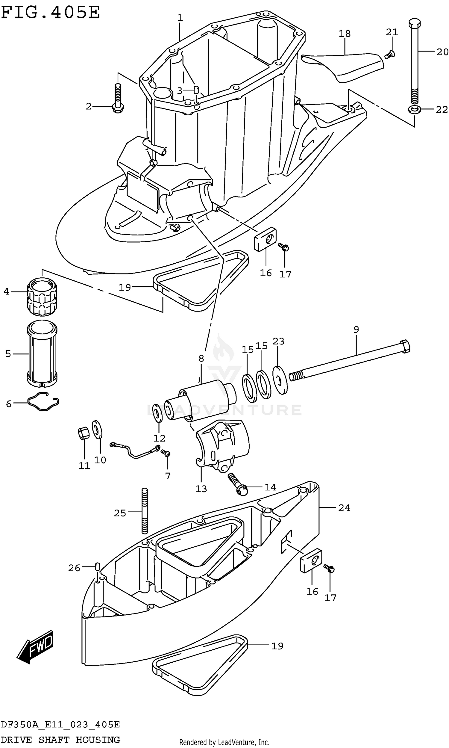 DRIVE SHAFT HOUSING (SEE NOTE) 405E