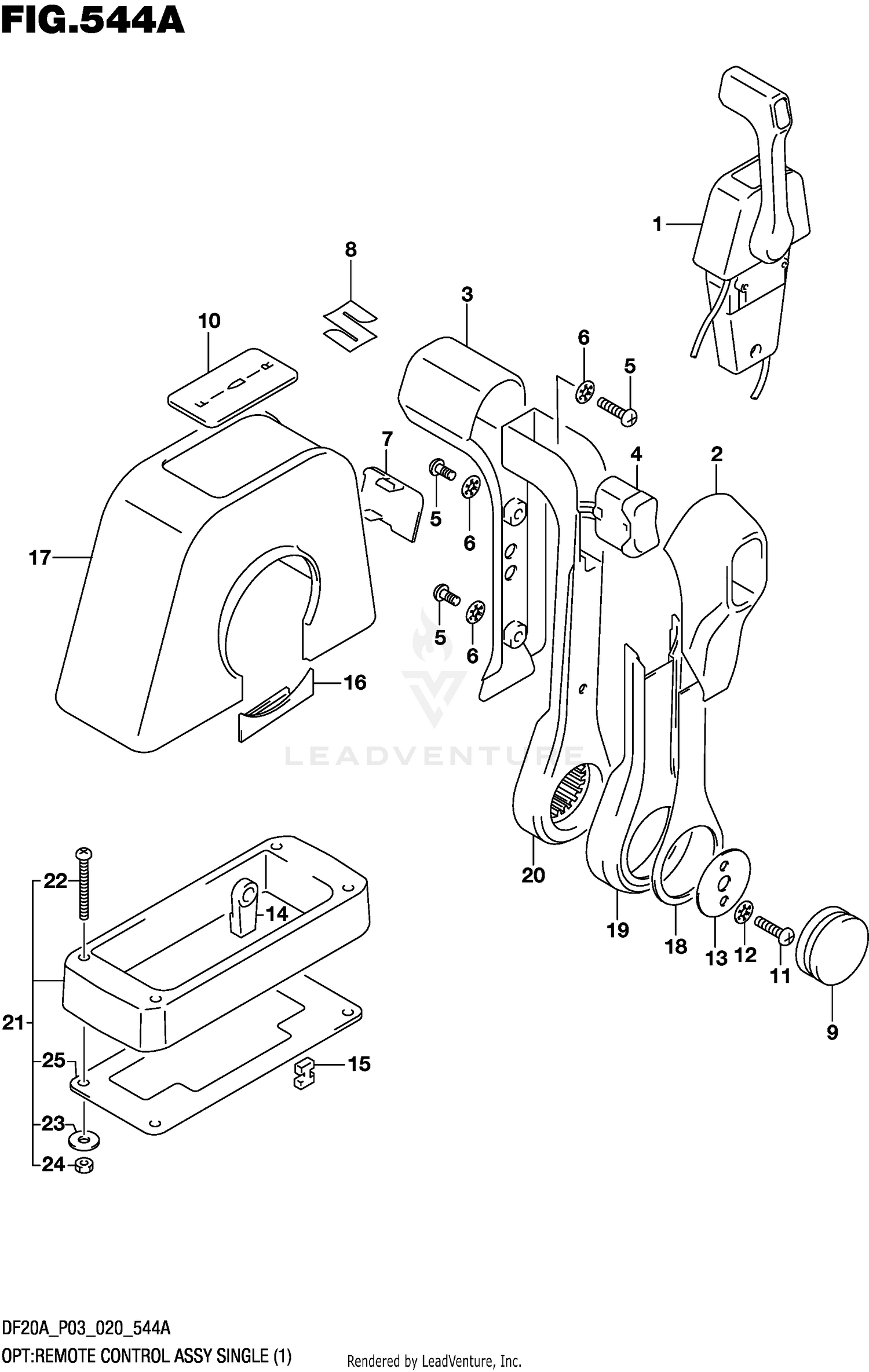 OPT:REMOTE CONTROL ASSY SINGLE (1) (DF9.9B)(DF9.9BT)(DF15A)