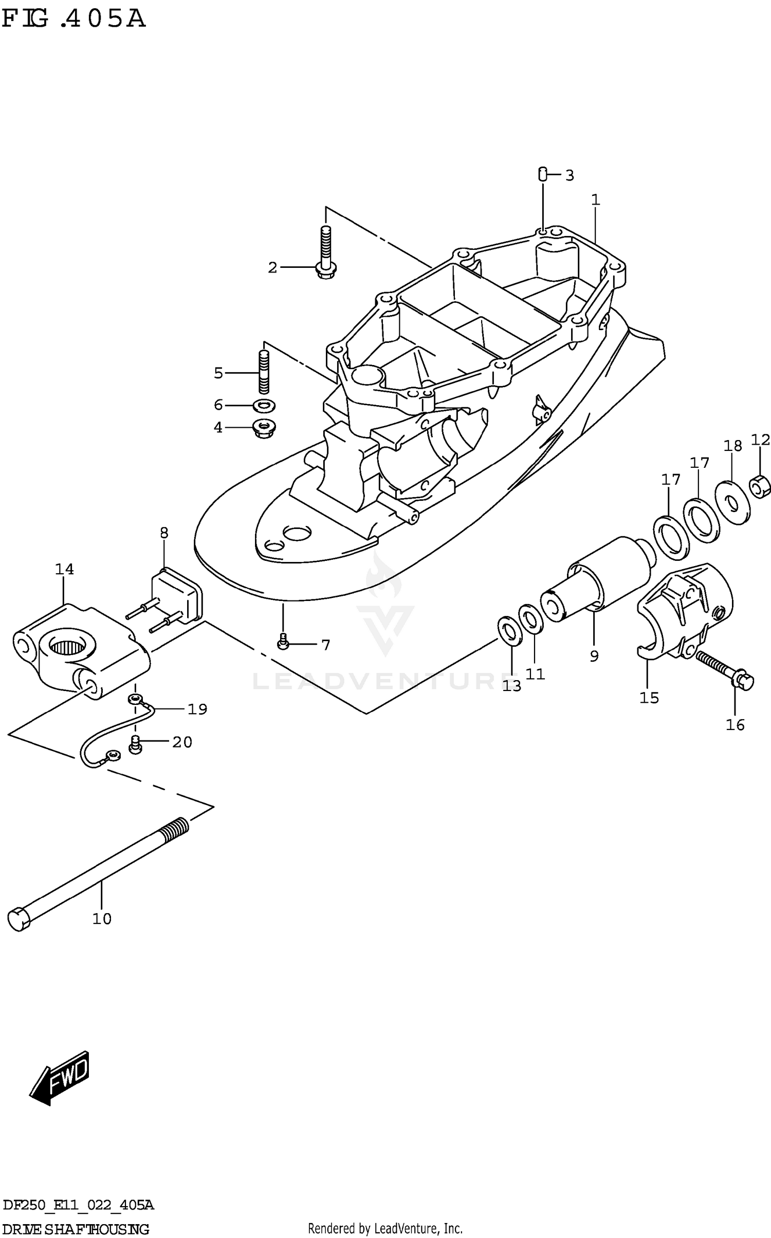 DRIVE SHAFT HOUSING (DF200T:L-TRANSOM)
