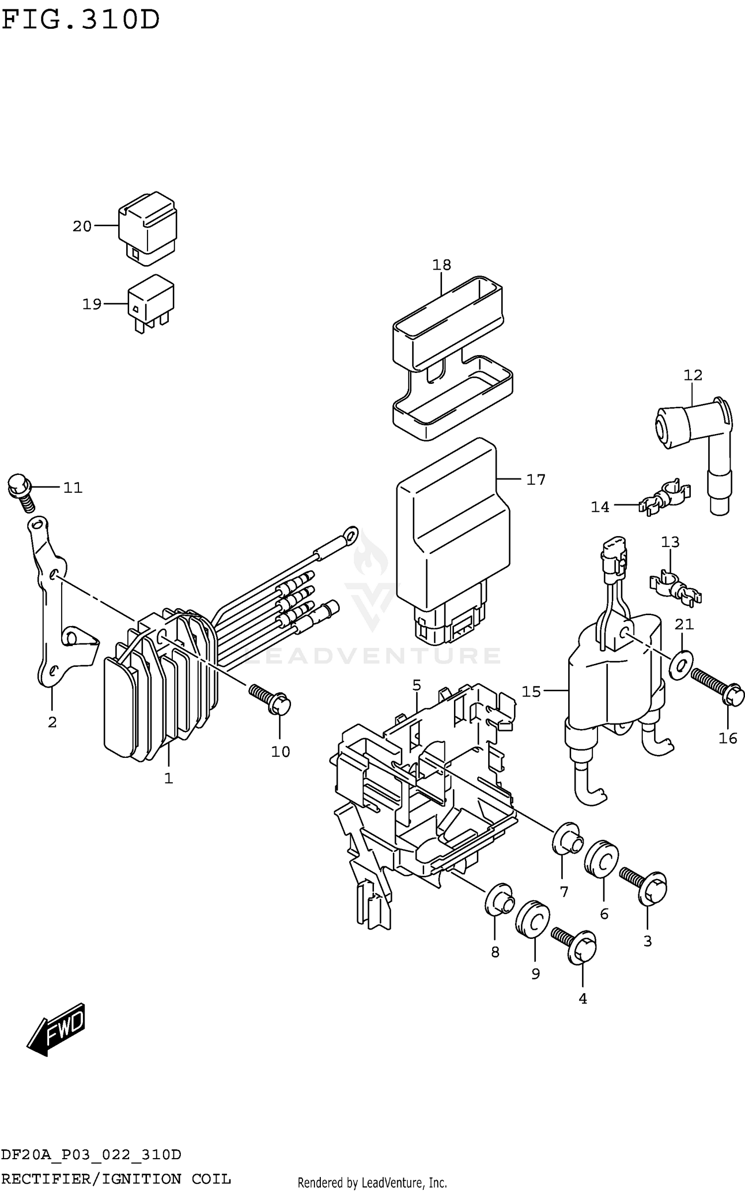 RECTIFIER/IGNITION COIL (SEE NOTE) 310D