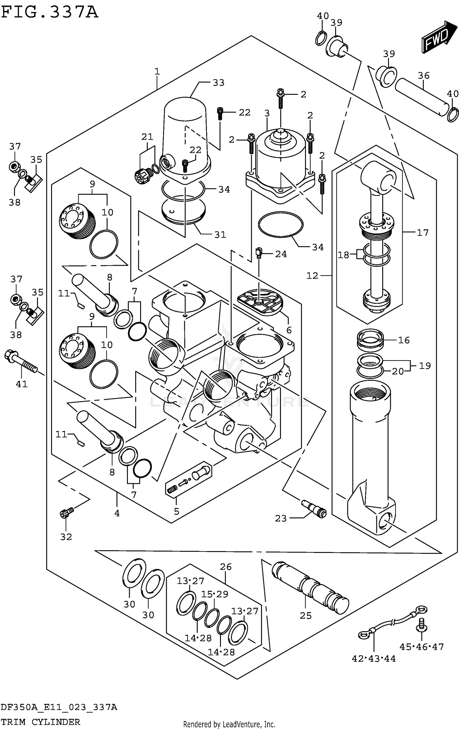 TRIM CYLINDER (DF350A DF325A DF300B:SEE NOTE) 337A