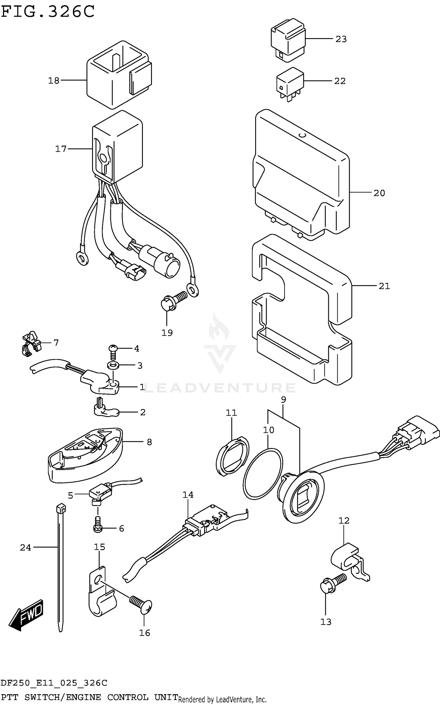 PTT SWITCH/ENGINE CONTROL UNIT (SEE NOTE:024)