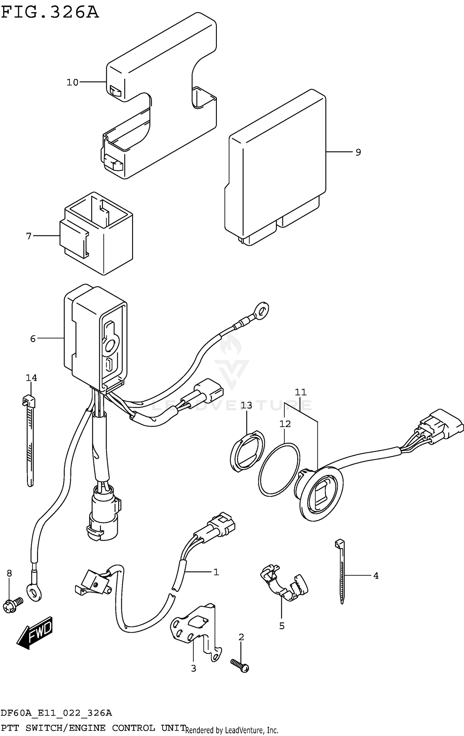 PTT SWITCH/ENGINE CONTROL UNIT (SEE NOTE) 326A