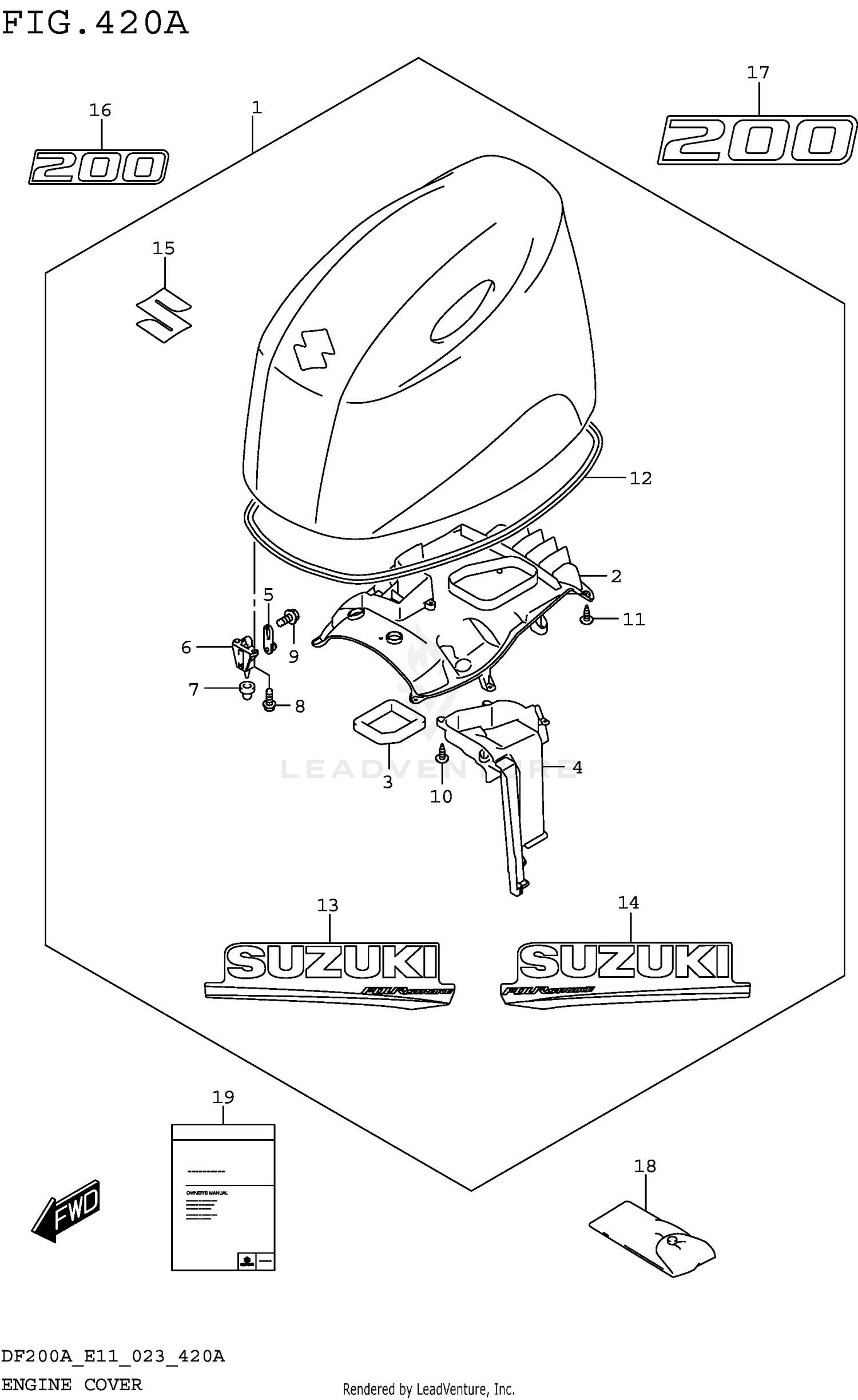 ENGINE COVER ((DF200AT DF200AZ):020)