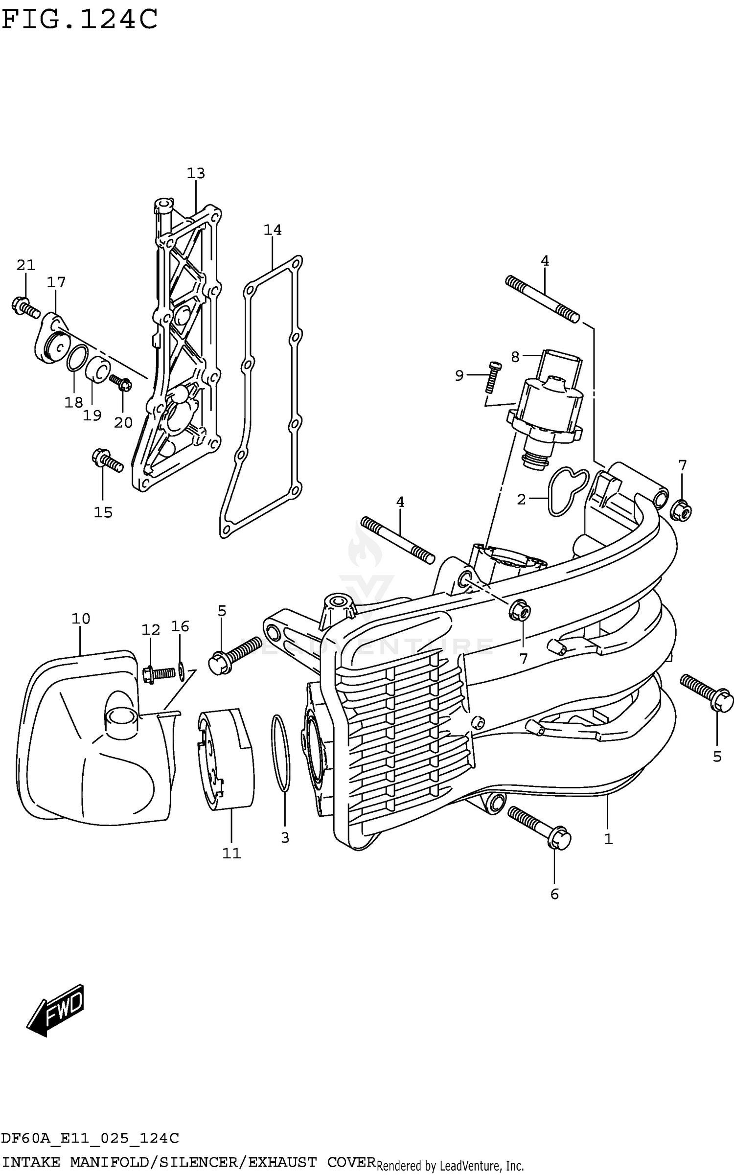 INTAKE MANIFOLD/SILENCER/EXHAUST COVER (SEE NOTE) 124C