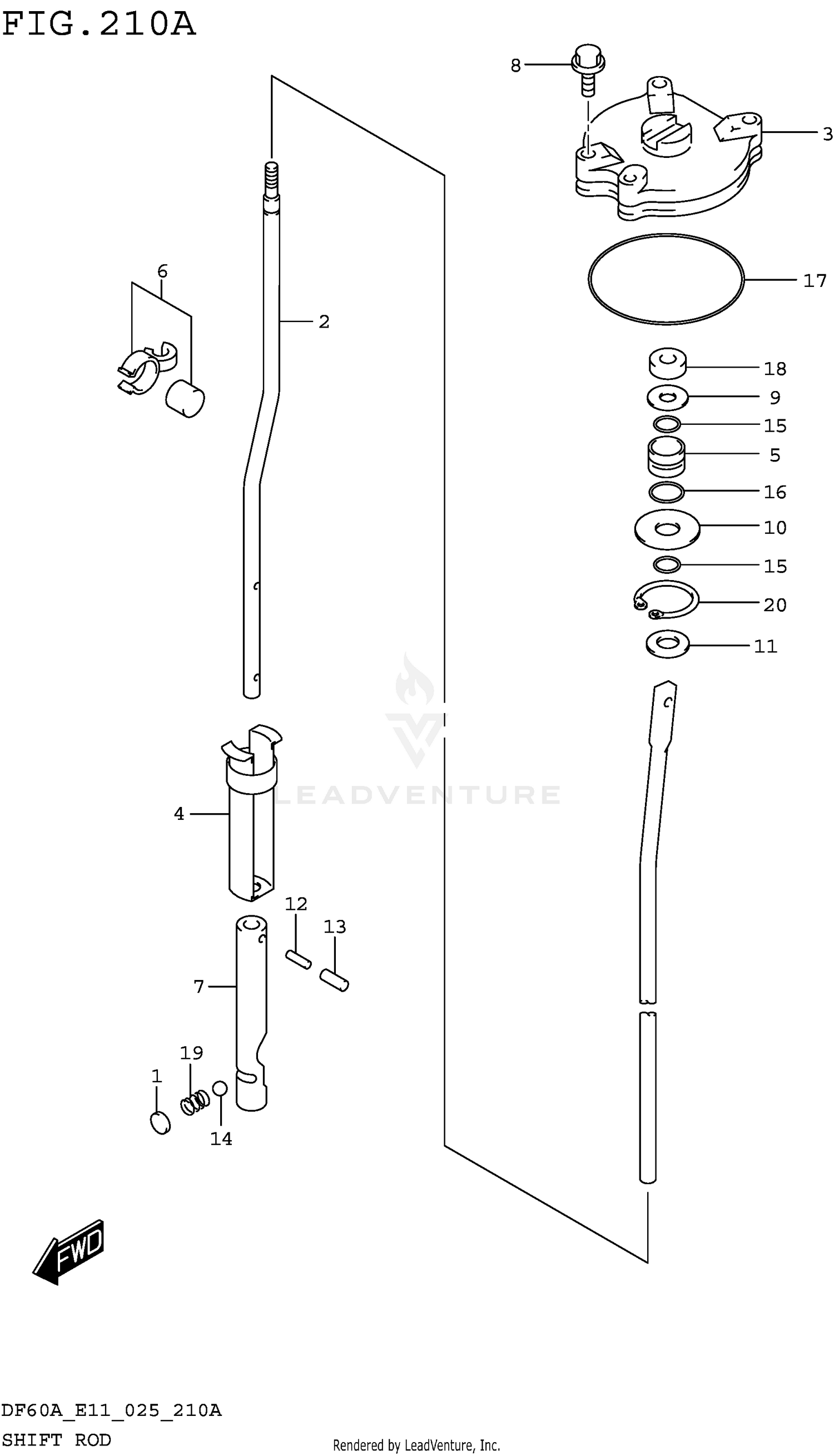 SHIFT ROD (DF40ASVT DF50AVT DF60AVT DF60AVTH)