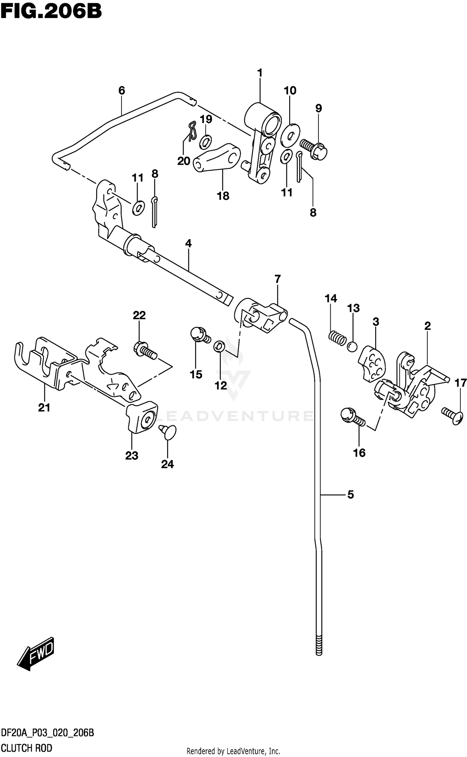 CLUTCH ROD (DF9.9BT)(DF20AT)