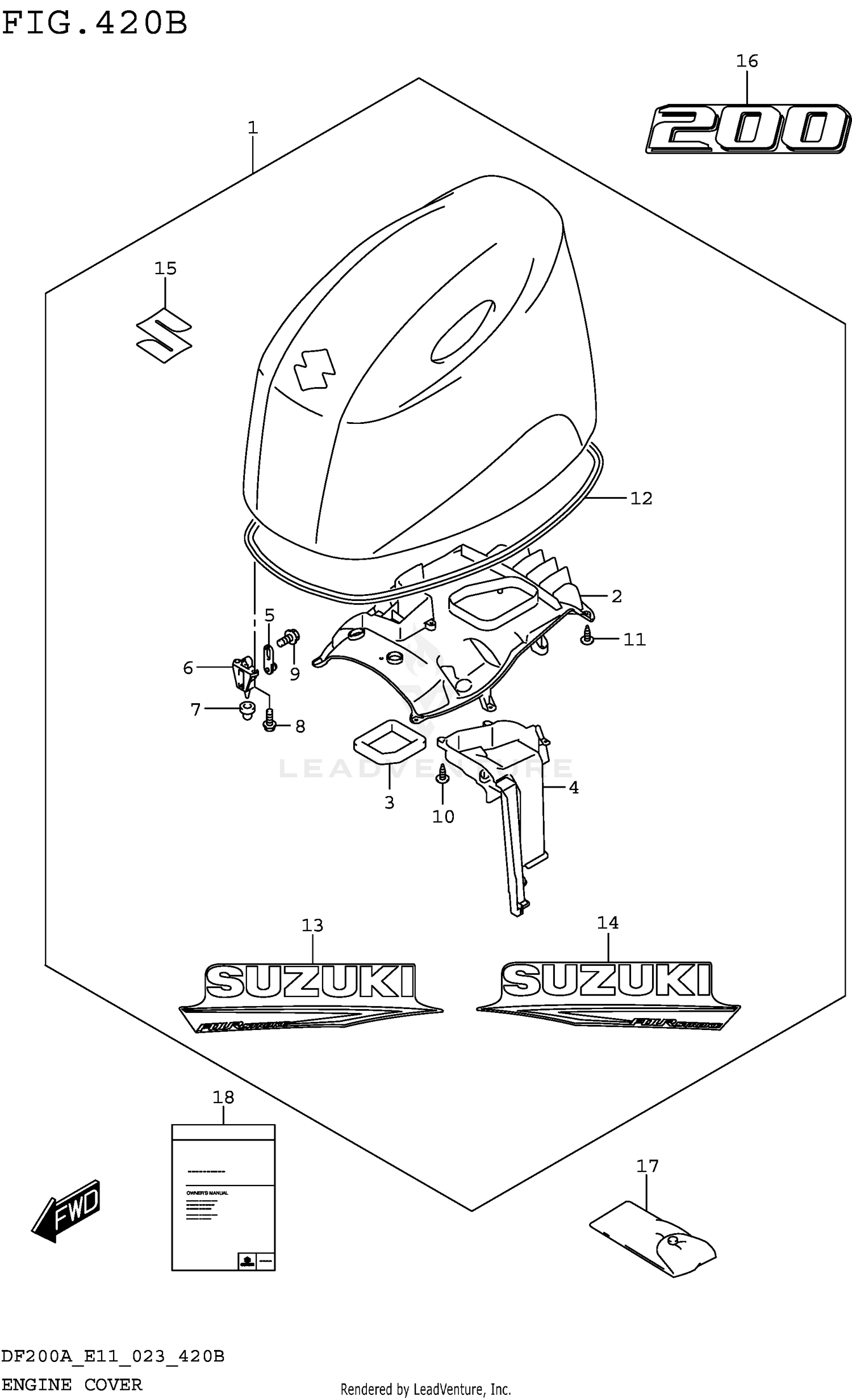 ENGINE COVER ((DF200AT DF200AZ):(021 022 023))