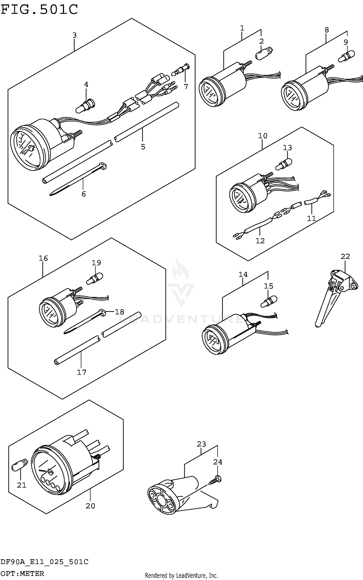 OPT:METER ((DF70A DF90A):FOR TILLER HANDLE)