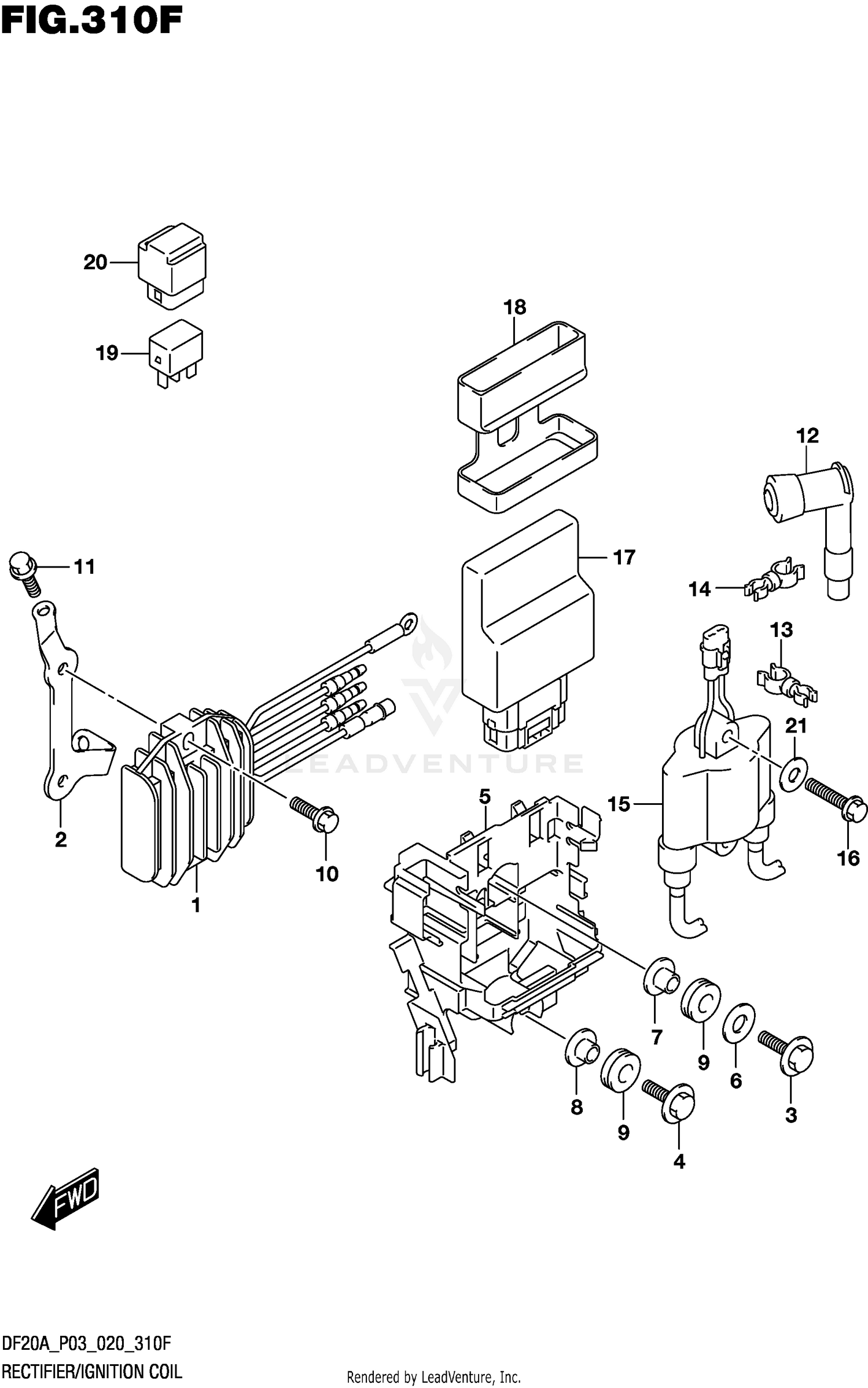 RECTIFIER/IGNITION COIL (DF20AT)(DF20ATH)