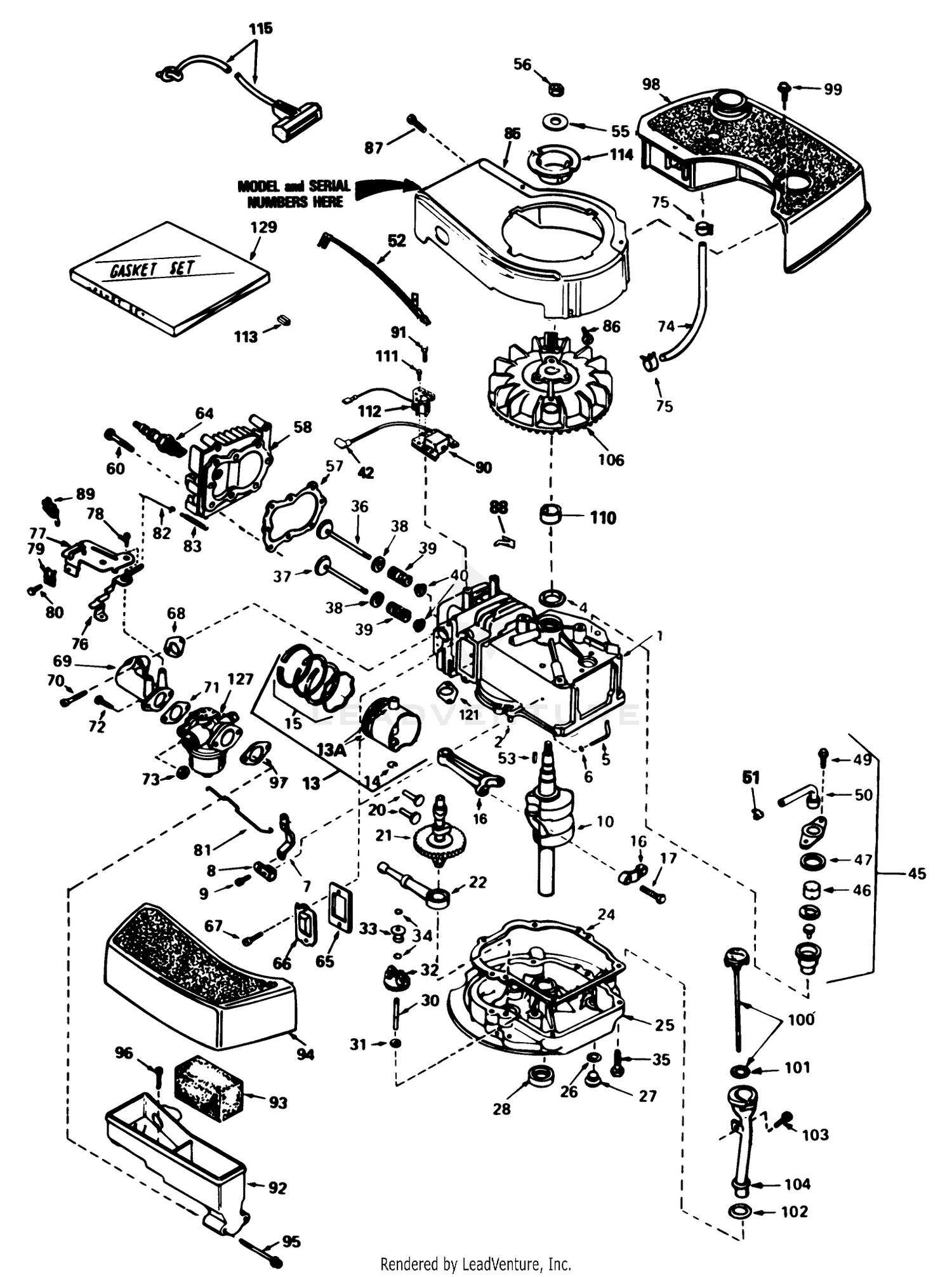 Engine Tecumseh Model No. Tnt 100-10096e