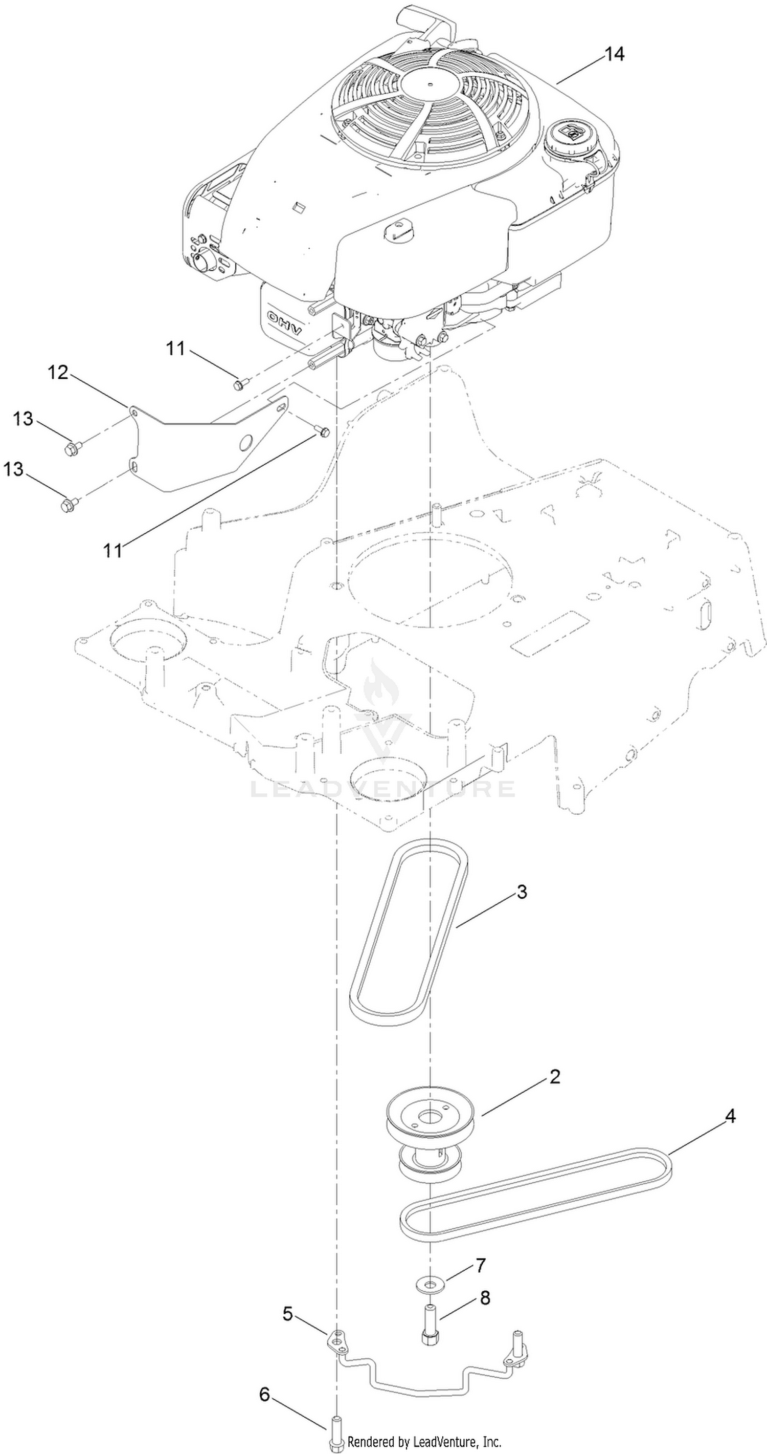 Engine and Belt Assembly