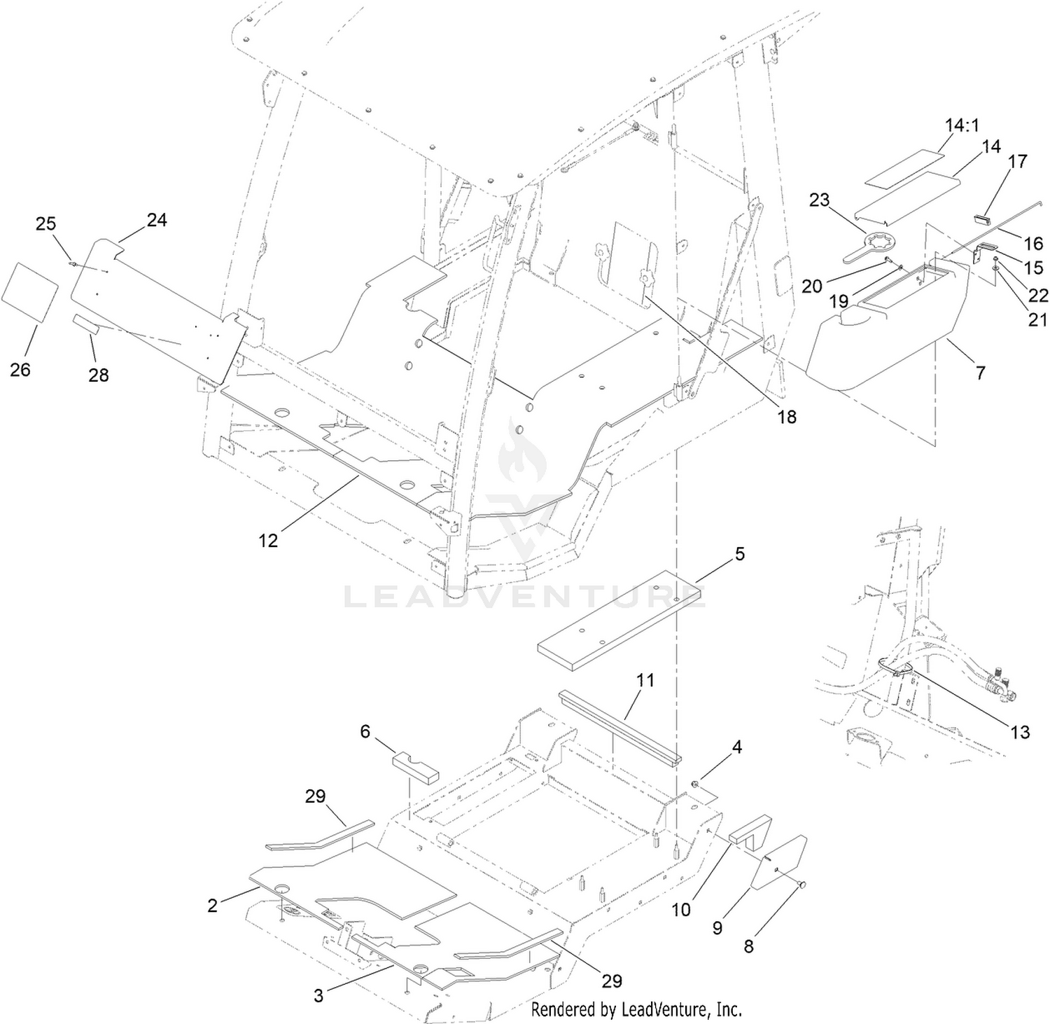 Cab Tool Box and Flooring Assembly