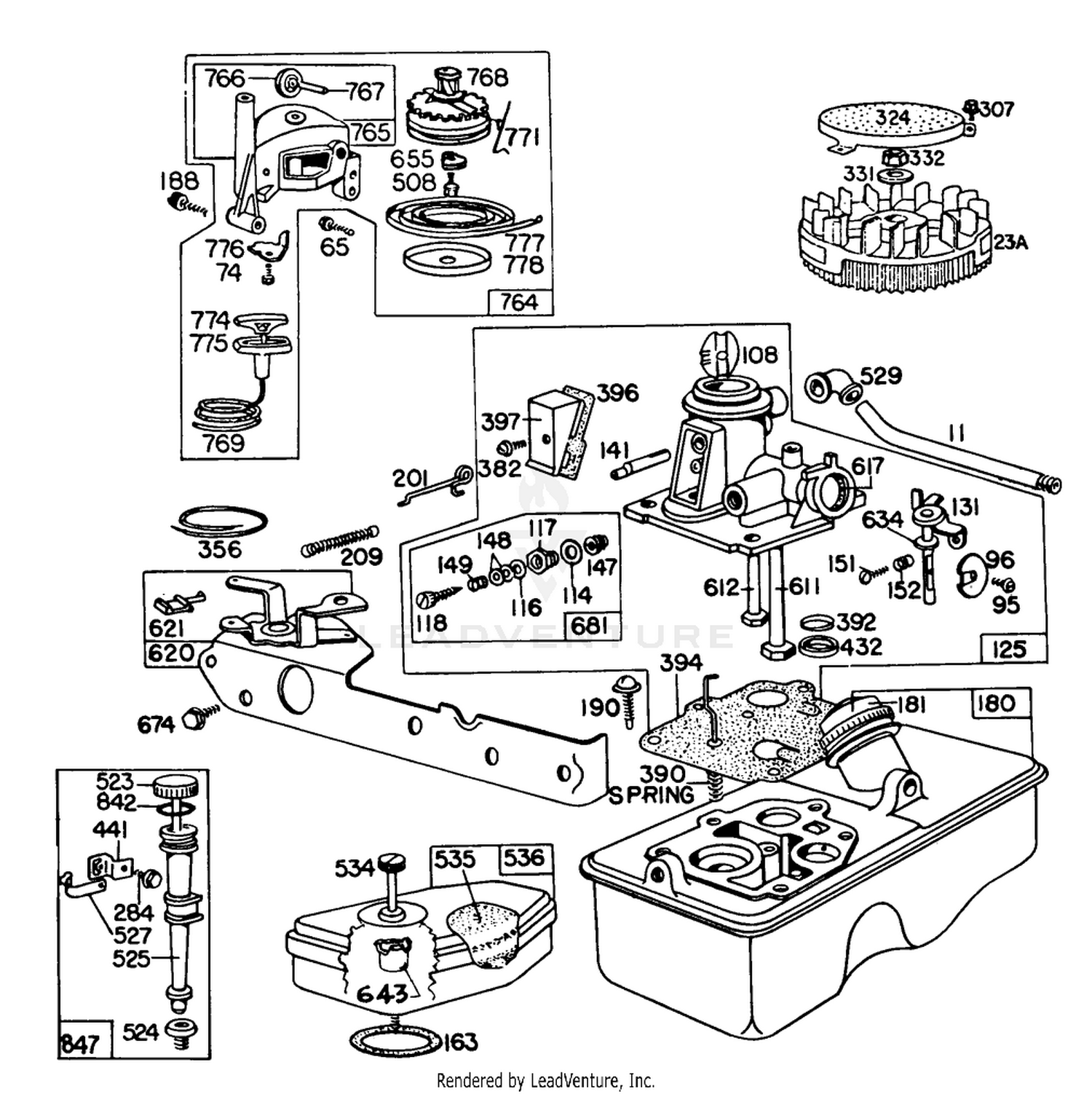 Carburetor And Rewind Starter Assembly