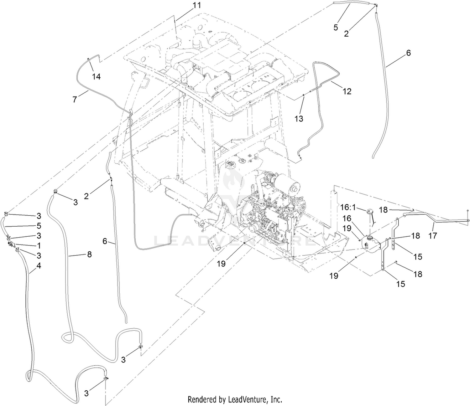 Heater Hose and Washer Bottle Assembly