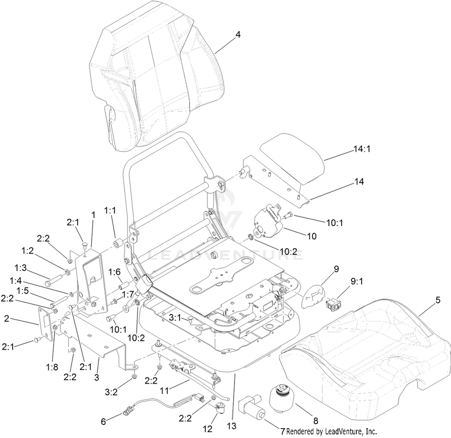 Air Ride Suspension Seat Assembly No. 138-4535