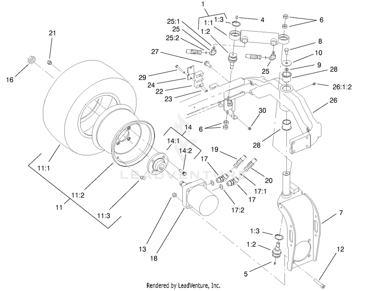 Rear Fork And Tire Assembly