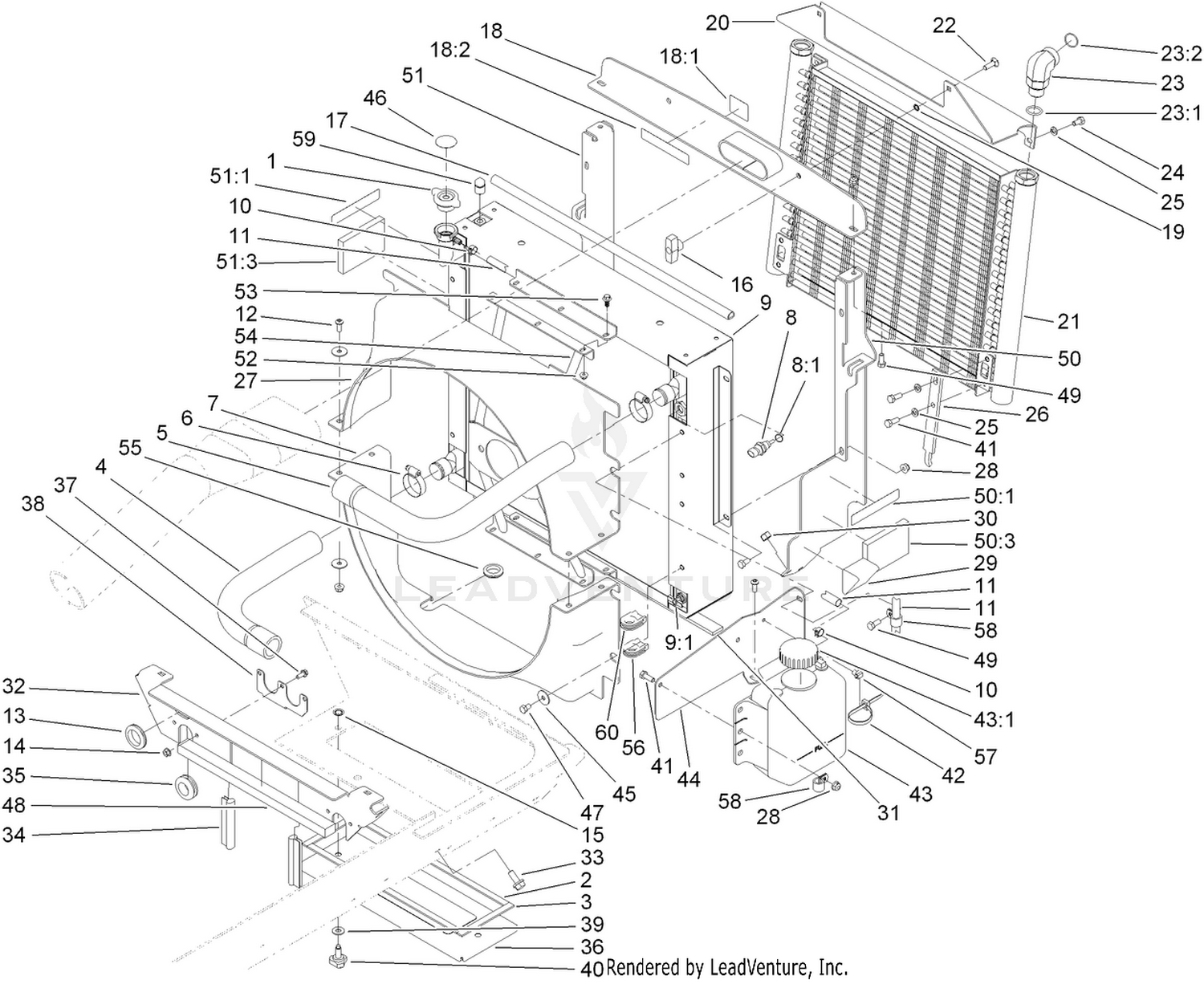 Radiator, Oil Cooler and Support Assembly