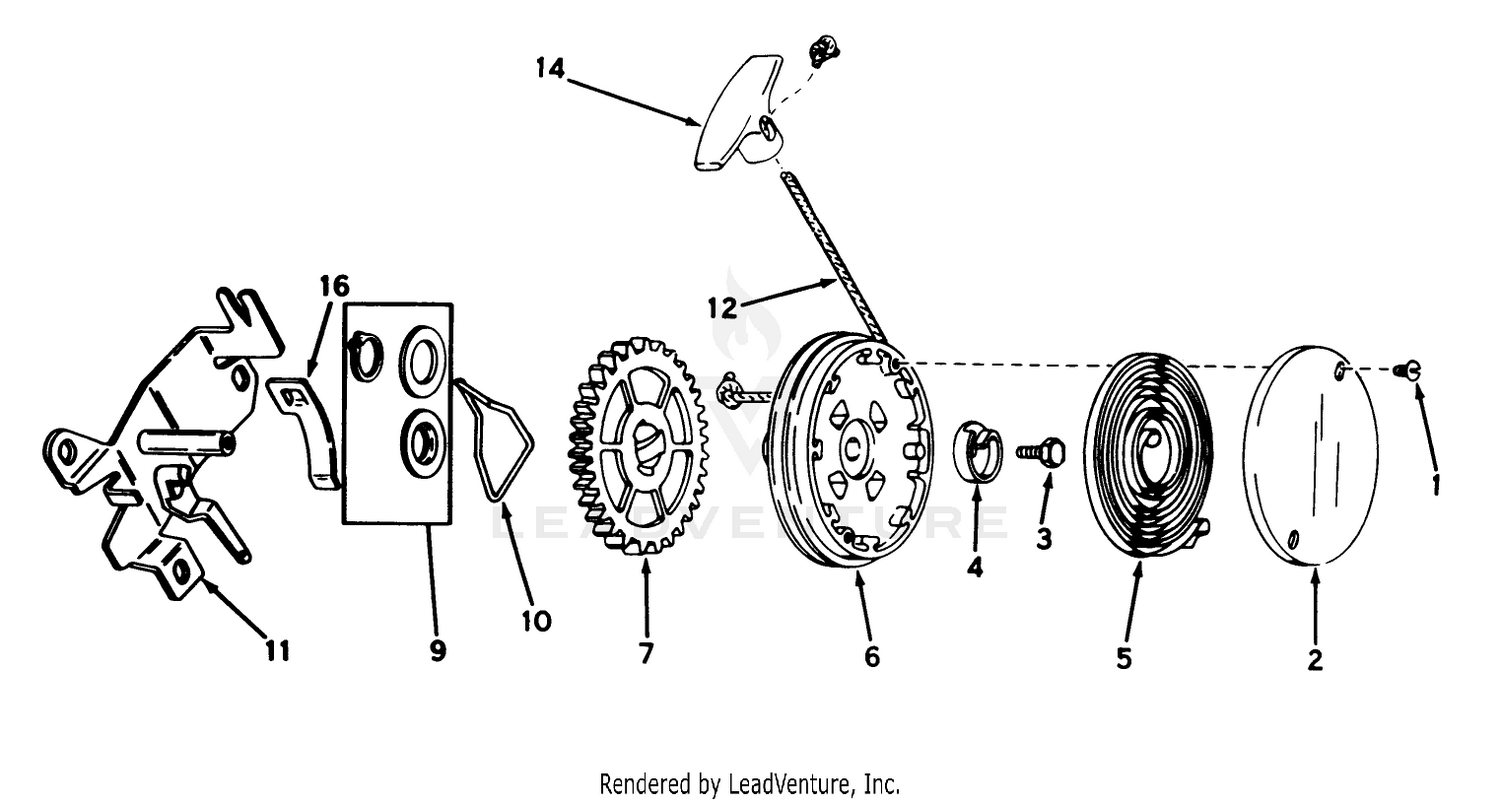 Rewind Starter No. 590519 (mower Model No. 21658)(engine No. Tnt 100-10055b)