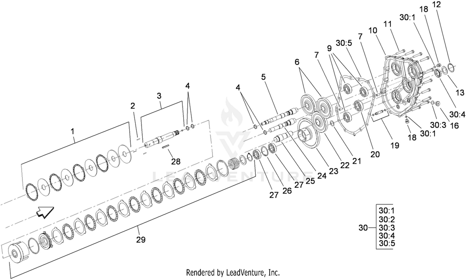 Gear Case and Clutch Assembly  Transmission Assembly No. 107-0801