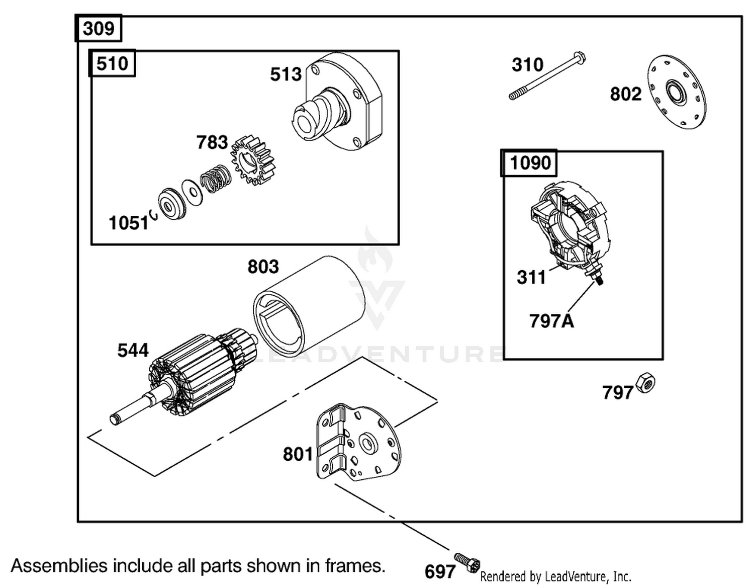 Starter Assembly Engine Briggs and Stratton Model 406777-0157-E1