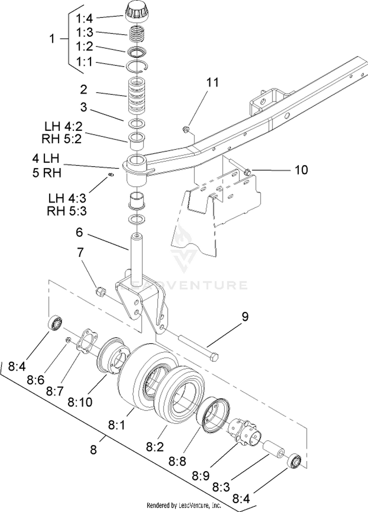 Caster Arm and Wheel Assembly