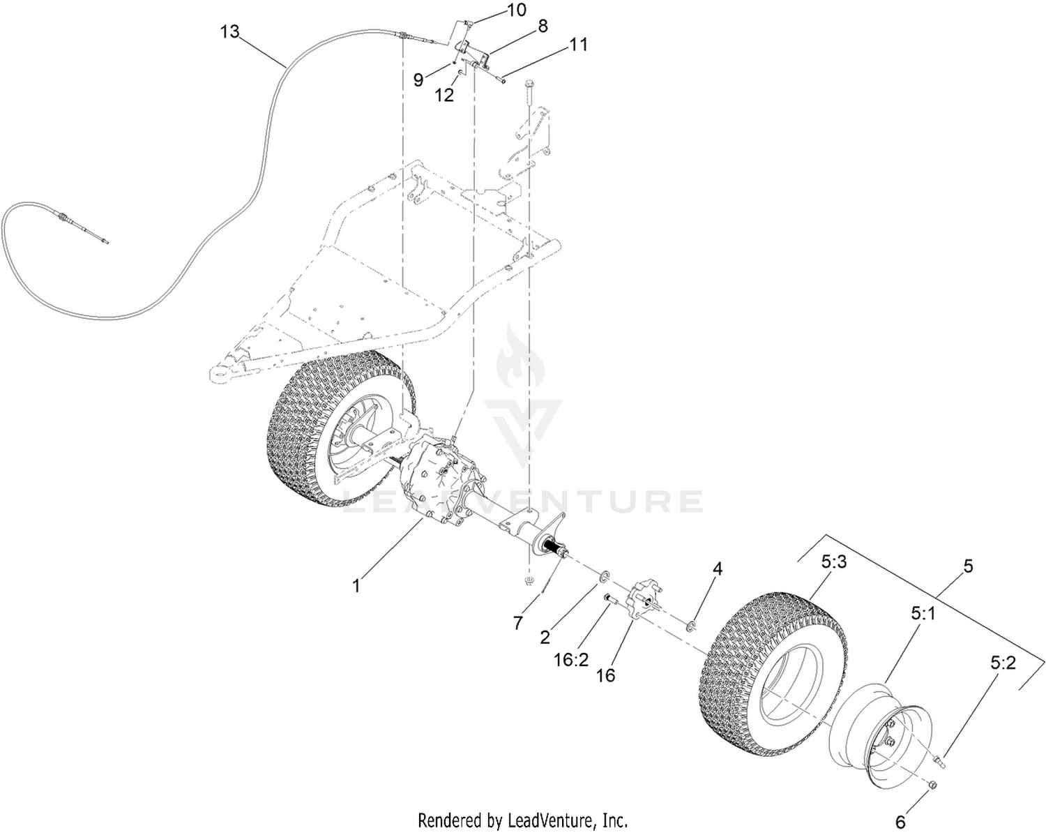 Rear Wheel and Transaxle Assembly