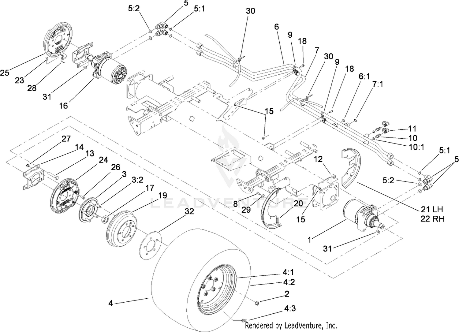 Front Wheel, Brake and Hydraulic Motor Assembly