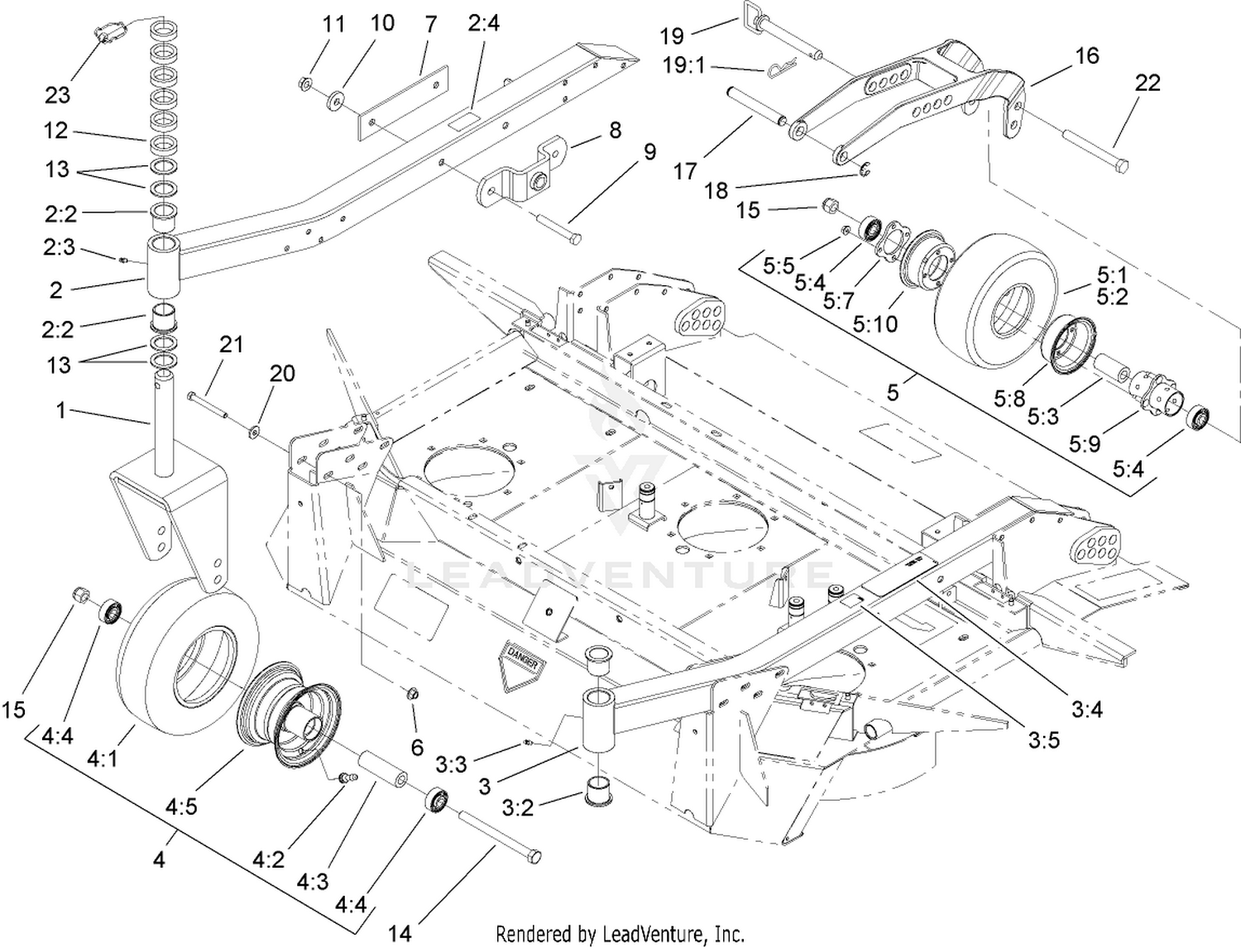 Castor Arm and Wheel Assembly