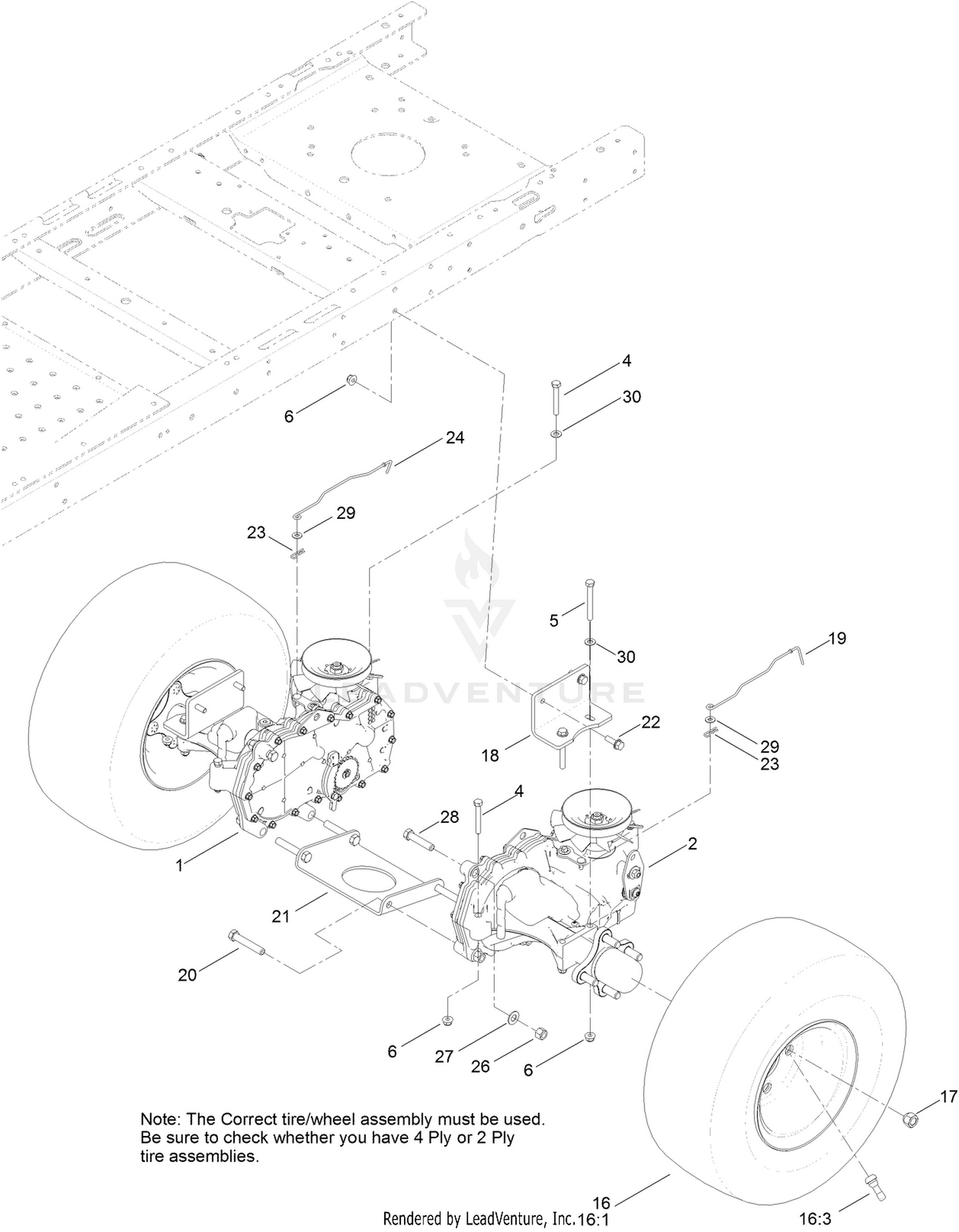 Hydro Transaxle Drive and Rear Wheel Assembly