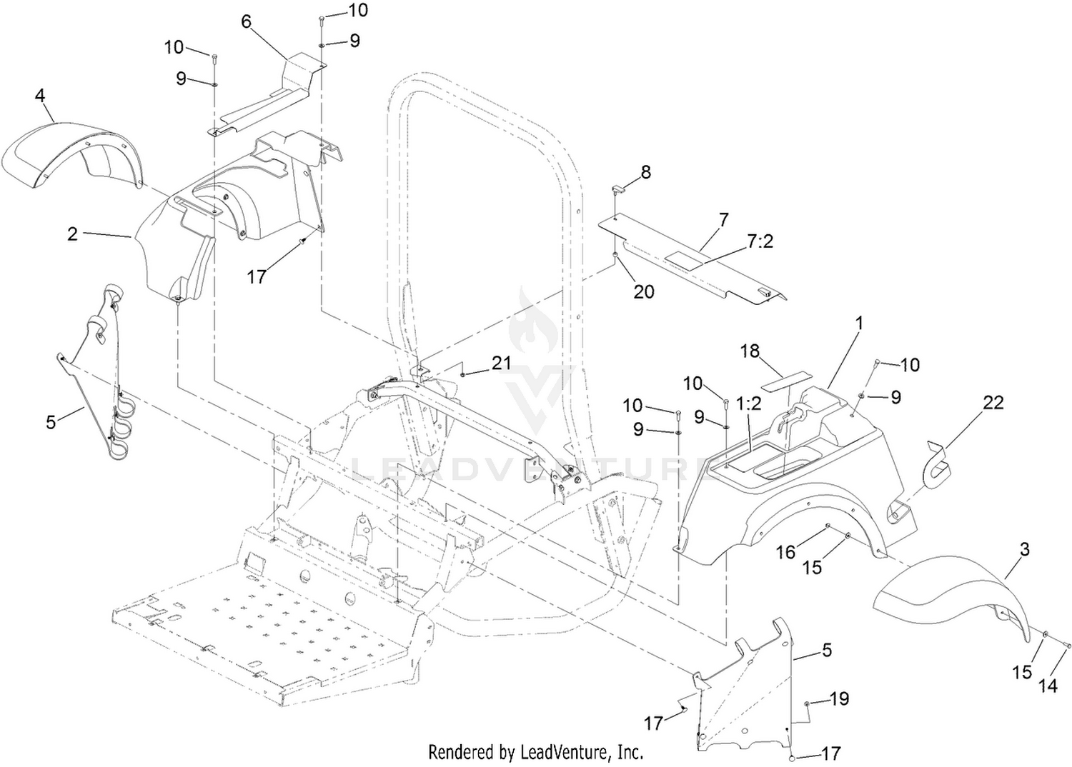 Seat Base and Front Fender Assembly