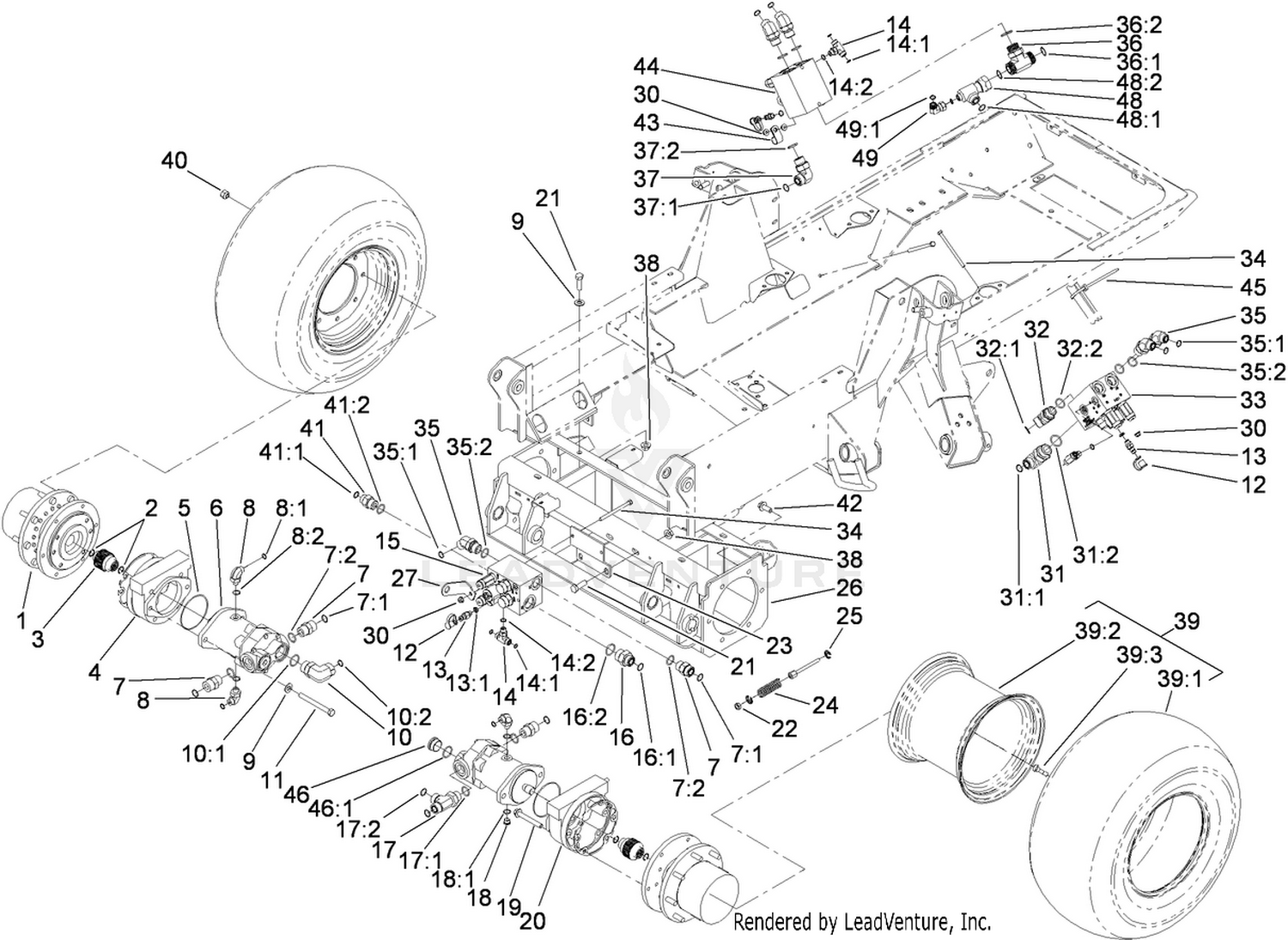 Planetary, Brake and Tire Assembly